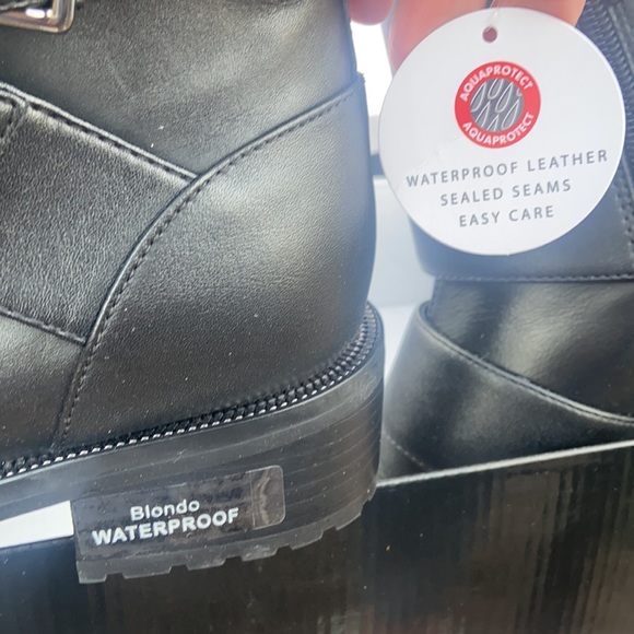 ☔️ New Blondo Black Leather Combat Booties WATERPROOF ☔️ - Picture 11 of 16